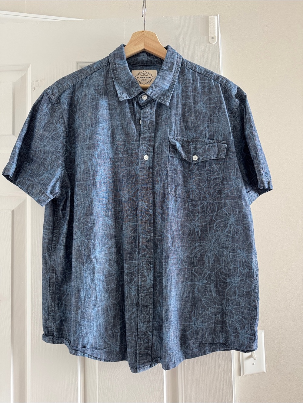 St. John's Bay Navy Blue Short-Sleeve Button-Down Shirt